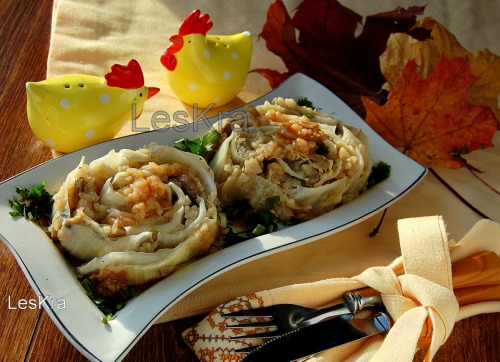 Пекінська капуста, фарширована грибами