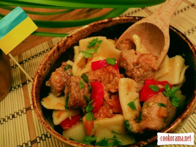 Душенина с овощами и галушками Душенина с овощами и галушками