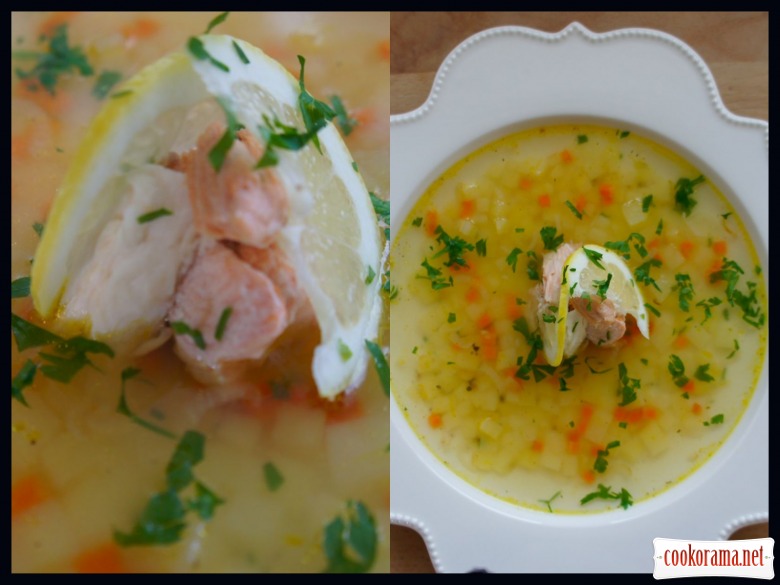 Прозрачный рыбный суп с имбирем