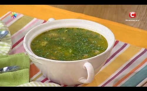 Легкий суп с фрикадельками из шпината от Ольги Сумской