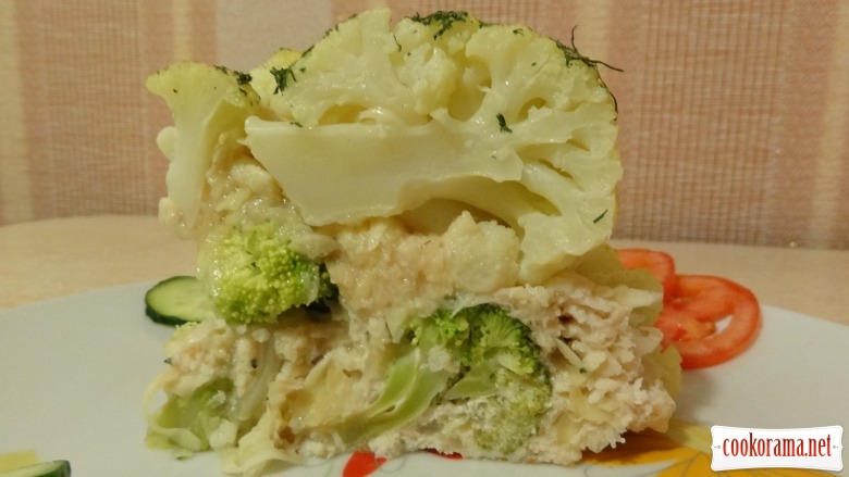 Cauliflower stuffed with broccoli