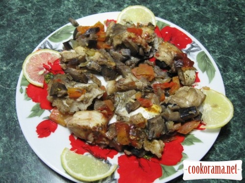 Stewed hake with vegetables