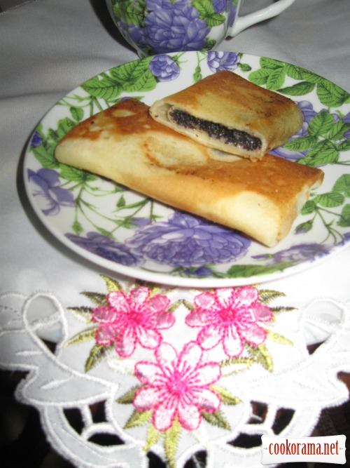 Pancakes with poppy filling