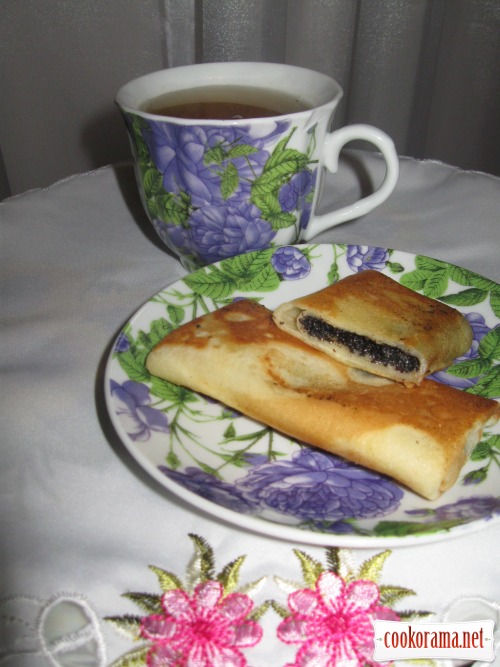 Pancakes with poppy filling