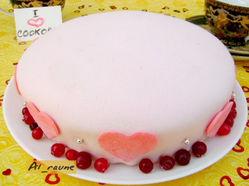 Бисквитный торт с сердцем внутри "I LOVE COOKORAMA"!!!
