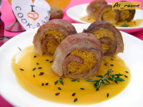 Roll from pork with pumpkin and nuts!