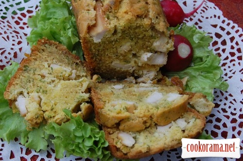 Green snack bread with chicken