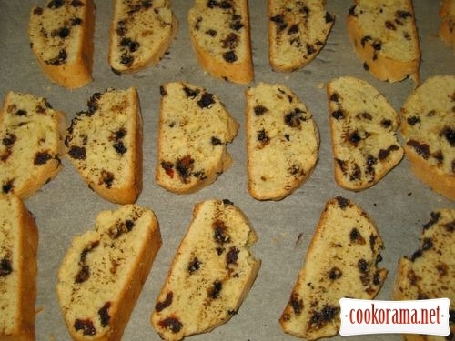 Biscotti with dried cherries and chocolate crumbs