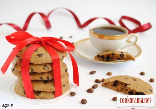 Coffee cookies with chocolate drops