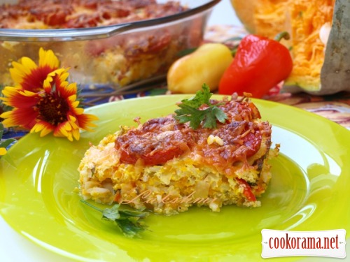 Pumpkin-rice casserole with tomatoes