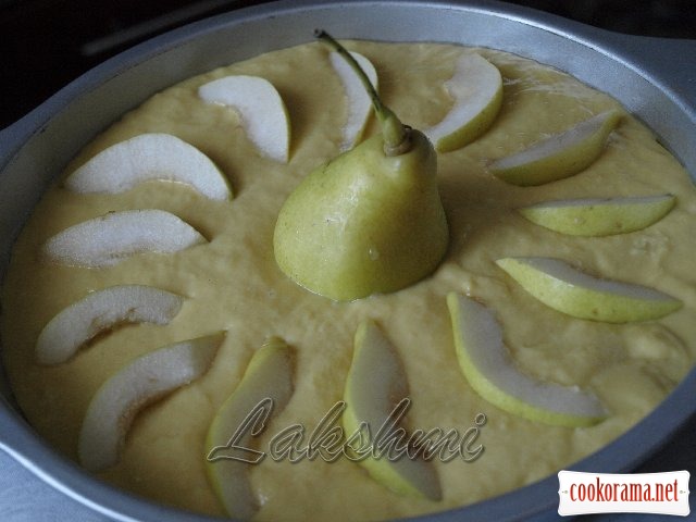 Pear pie on mineral water