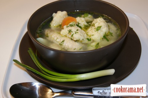 Dumpling-soup on chicken broth