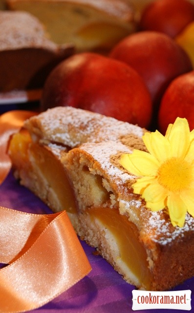 Honey cake with nectarines.