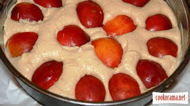 Honey cake with nectarines.