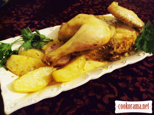 Chicken, baked with potatoes