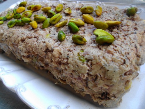 Chicken liver terrine with pistachios