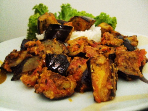 Baingan Atsary (eggplant cooked in a spicy style)