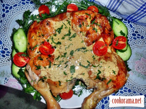 Shkmeruli - (Tapaka chicken in shkmerski)