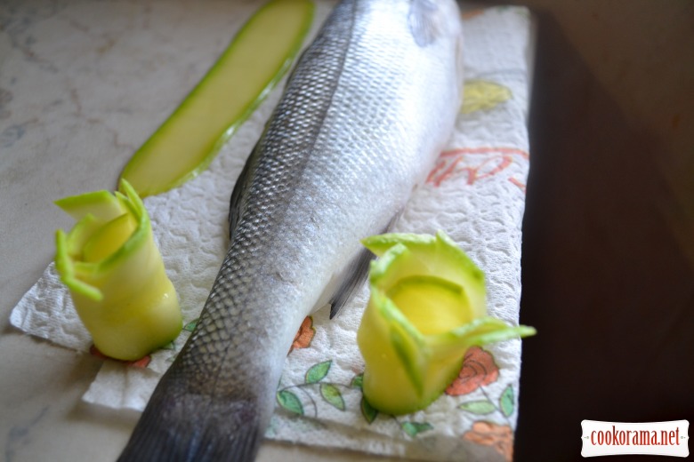 Sea bass baked with parmesan and Dor Blue.