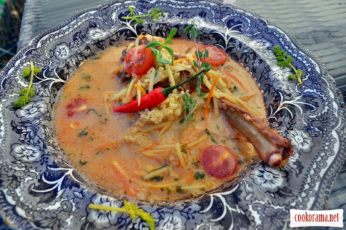 Сливочно-мятный суп с ягненком и булгуром