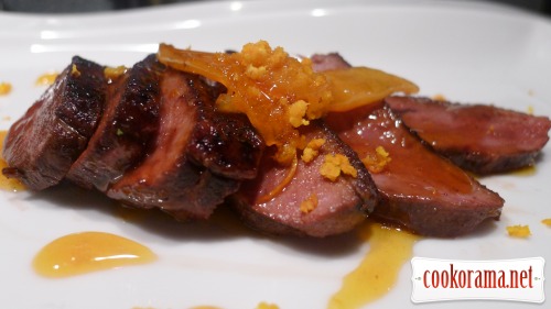 Duck breast in orange sauce