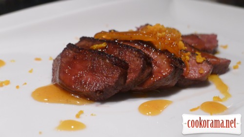 Duck breast in orange sauce