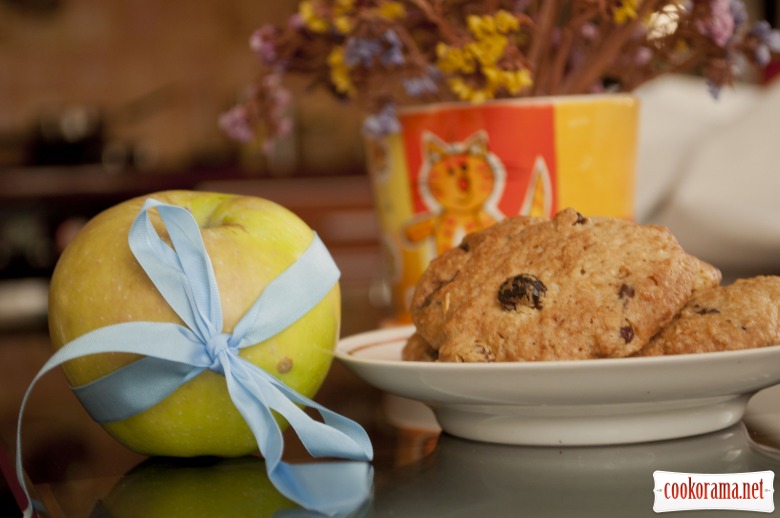 Homemade oatmeal cookies with chocolate crumbs