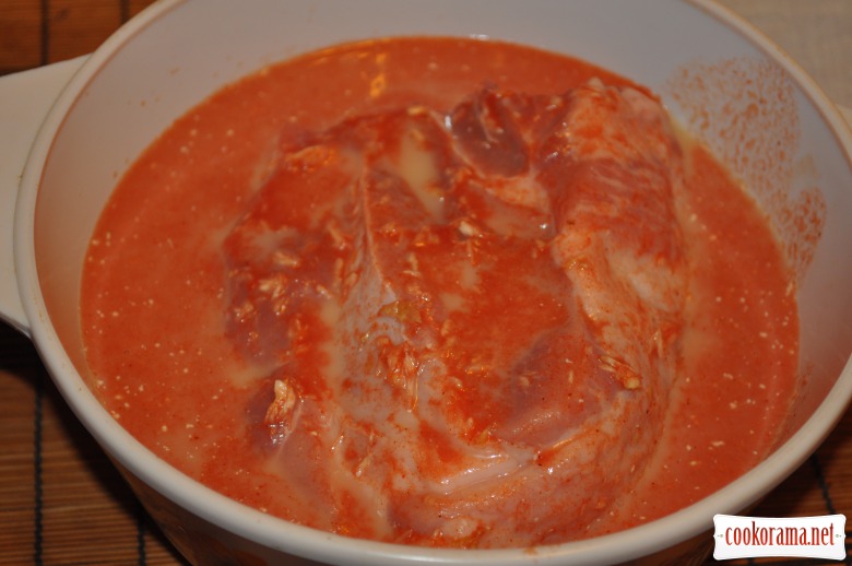 Meat in sauce «Bloody Mary»