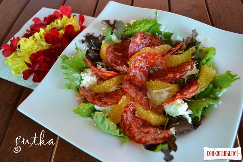 Spanish style salad with chorizo