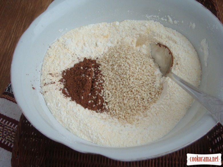 Chocolate cookies with sesame seeds