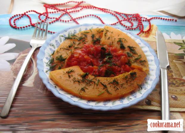 Roasted pumpkin with spicy tomato salsa