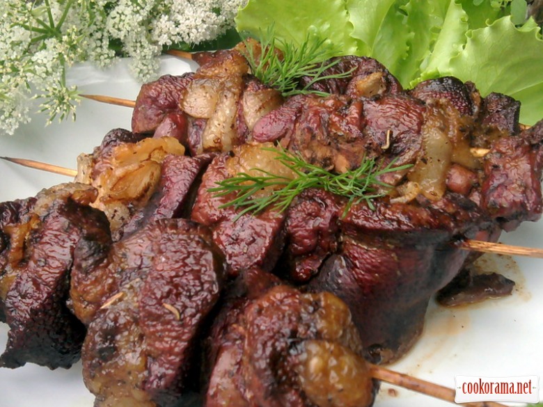 Liver shashlik with spices