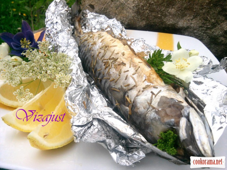 Mackerel baked with rosemary