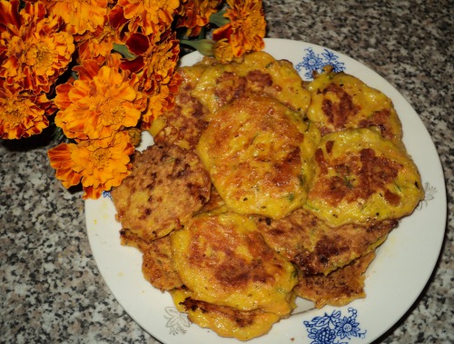 Pumpkin fritters with cheese