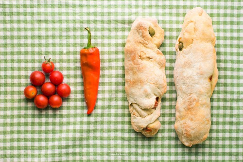 Ciabatta with olives and tomatoes