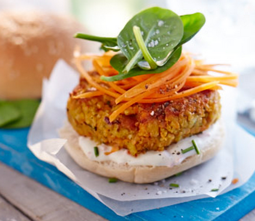 Vegetarian burgers with carrots and chickpeas