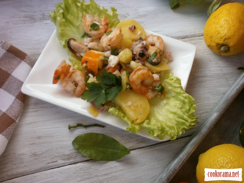 Салат с морепродуктами без майонеза
